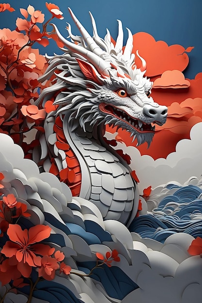 vector Japanese dragon image