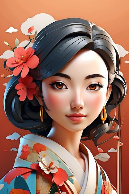 vector Japanese girl wallpaper image