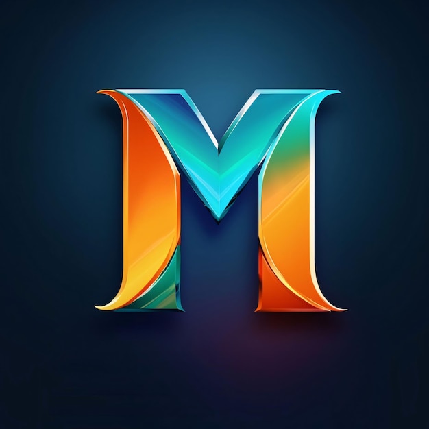 Vector letter M uppercase and lowercase Glossy font design