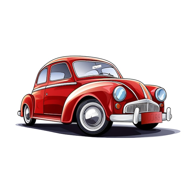 Vector little cartoon car on sold color children vector illustration