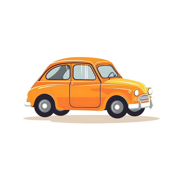 Vector little cartoon car on sold color children vector illustration