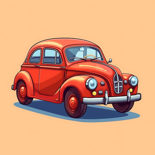 Vector little cartoon car on sold color children vector illustration