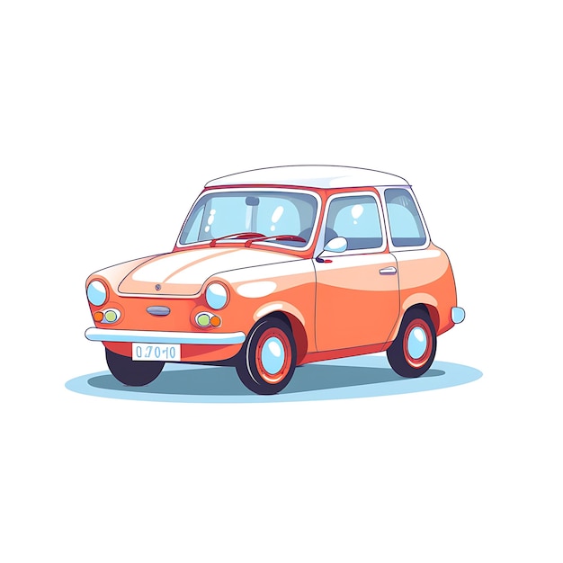 Vector little cartoon car on sold color children vector illustration