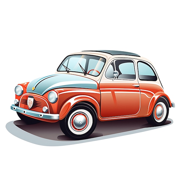 Vector little cartoon car on sold color children vector illustration