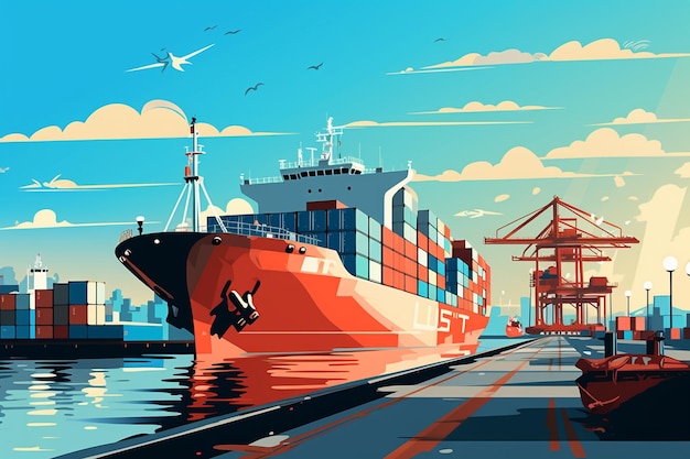 vector logistic sea freight background