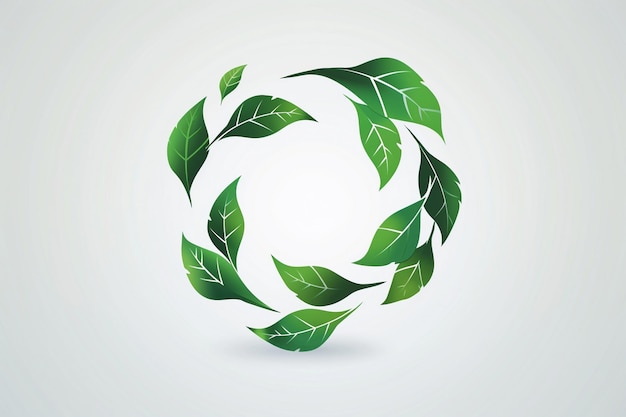 Photo vector logo featuring green leaves arranged in a circular shape ai photo