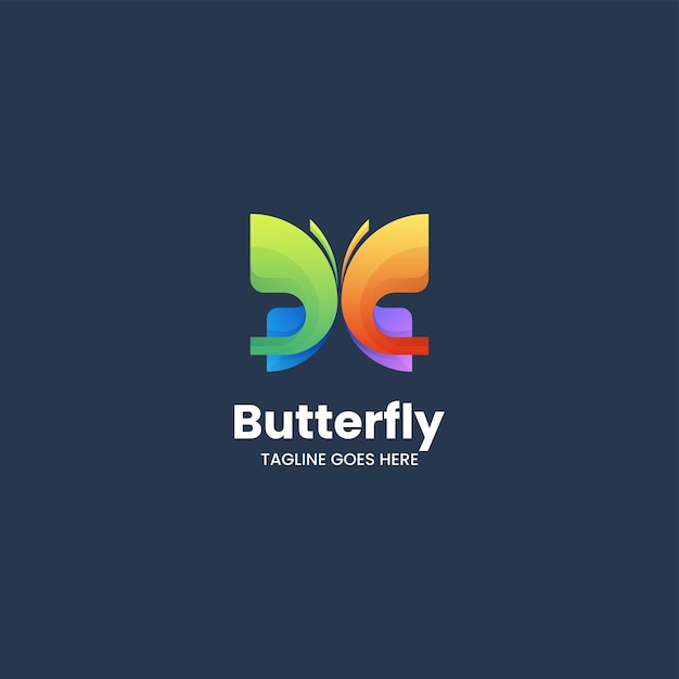 Vector Logo Illustration Butterfly Gradient Colorful Style