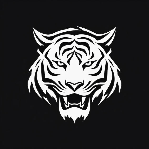 Vector logo of a tiger minimalistic black and white