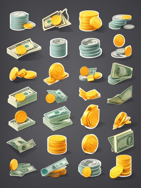 vector money sticker clipart vector set flat design