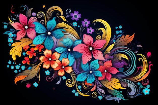 Photo vector multicolor floral design