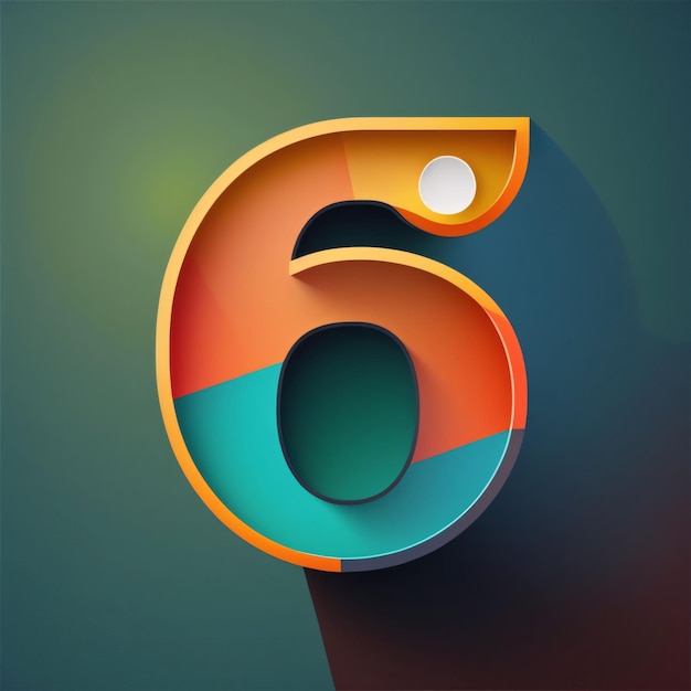 Vector number 6 Colorful glossy icon design template elements for your application or corporate identity