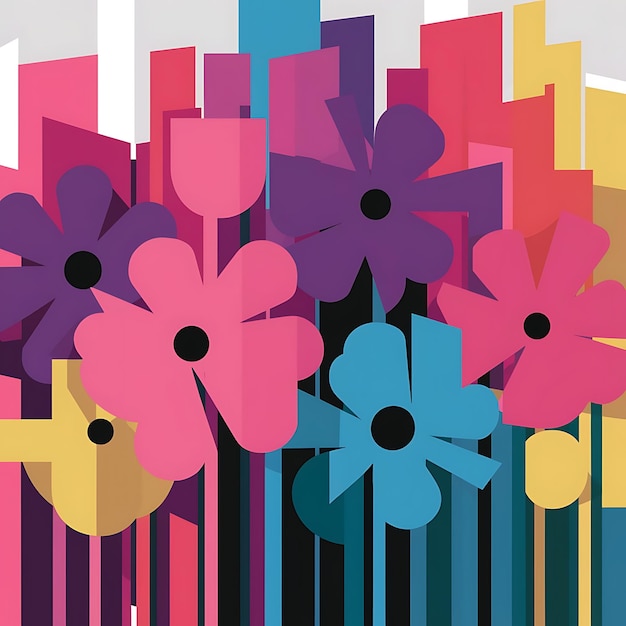 Photo vector pattern with abstract flowers