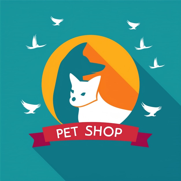 Photo vector pet shop logo design template ai generated