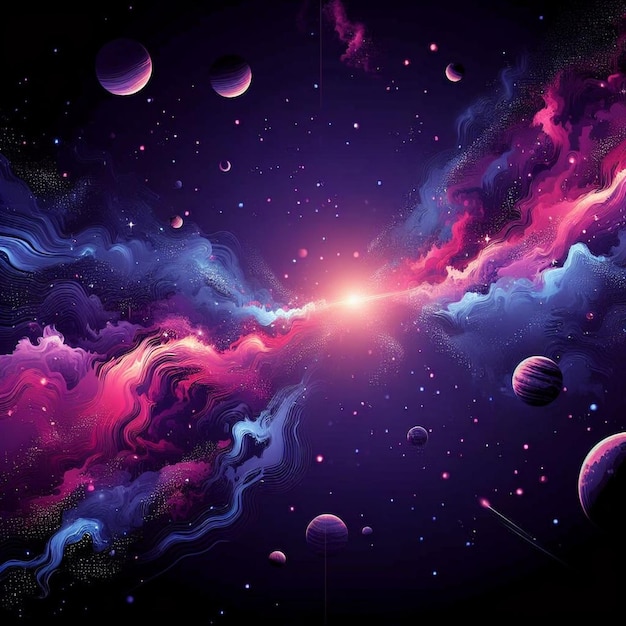 vector purple galaxy landscape