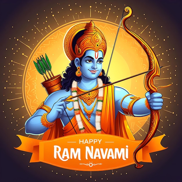 Photo vector ram navami a poster with a deity that says god