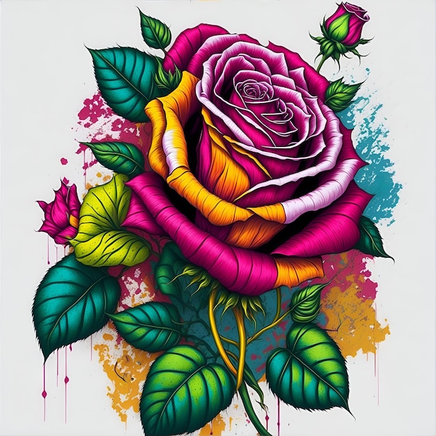 Vector ready to print colorful graffiti rose illustration