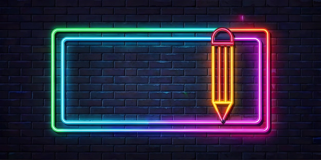 vector realistic isolated neon sign of pencil fram