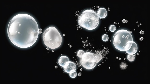 Vector realistic soap bubbles foam collection on transGenerative AI