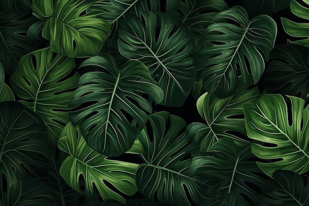 Vector realistic tropical leaves background