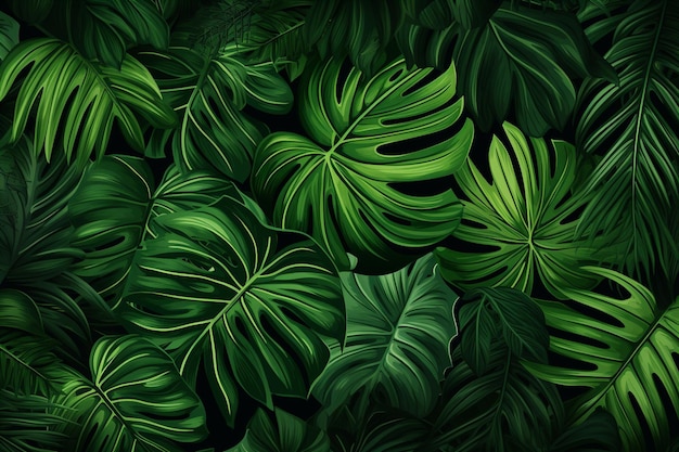 Vector realistic tropical leaves background