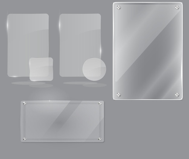 Vector rectangular shaped glass frame in realistic style Glass mockup Design