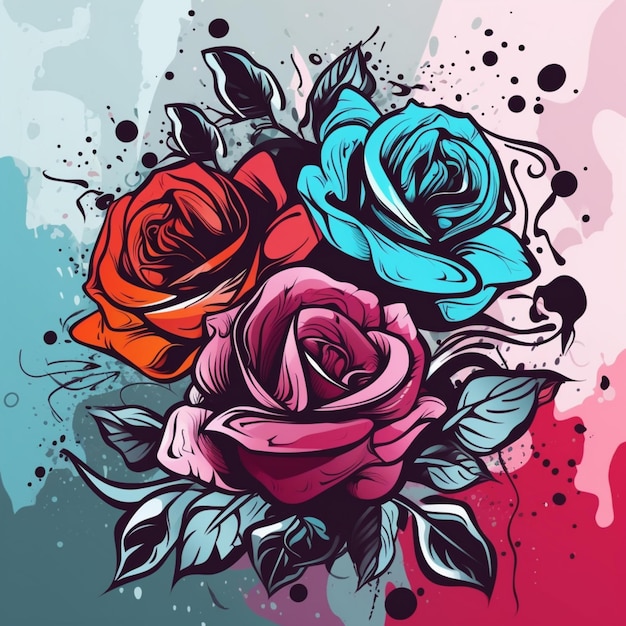 Vector Roses colorful Graffiti style