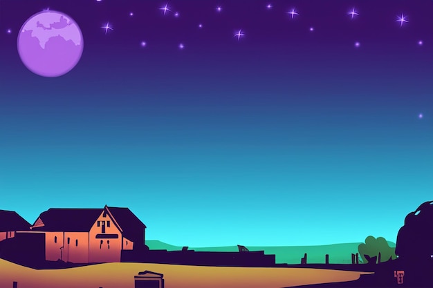 Photo vector rural view at night