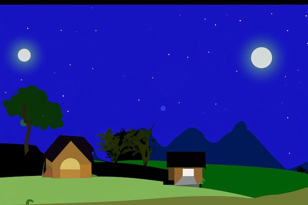 Photo vector rural view at night