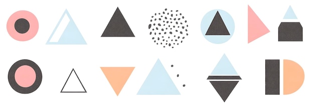 Photo vector set of basic geometric shapes in pastel colors