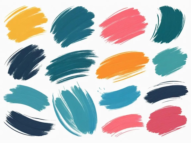 Photo vector set color of hand drawn brush strokes ideas