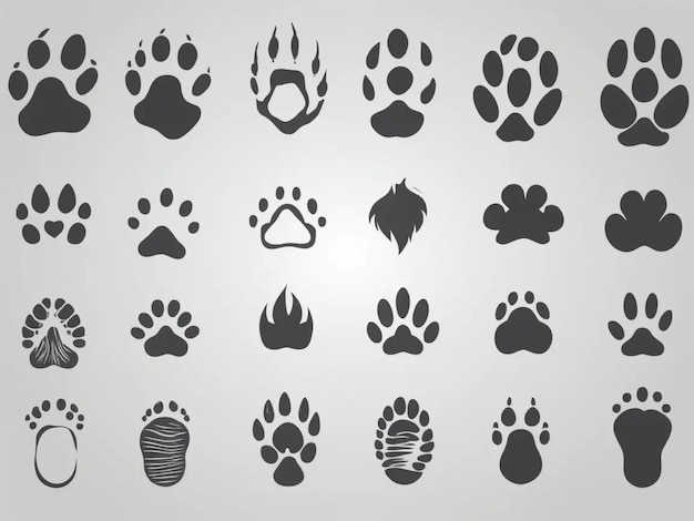 Photo vector set of different animal footprint isolated on background