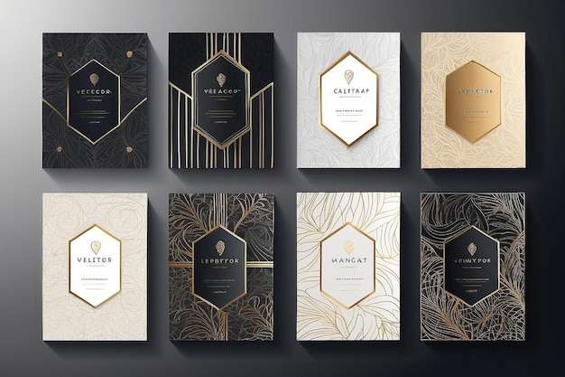 Photo vector set packaging templates with different texture for luxury productslogo design with trendy