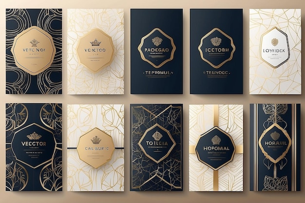 Photo vector set packaging templates with different texture for luxury productslogo design with trendy