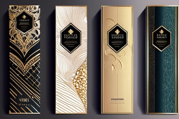 Photo vector set packaging templates with different texture for luxury productslogo design with trendy