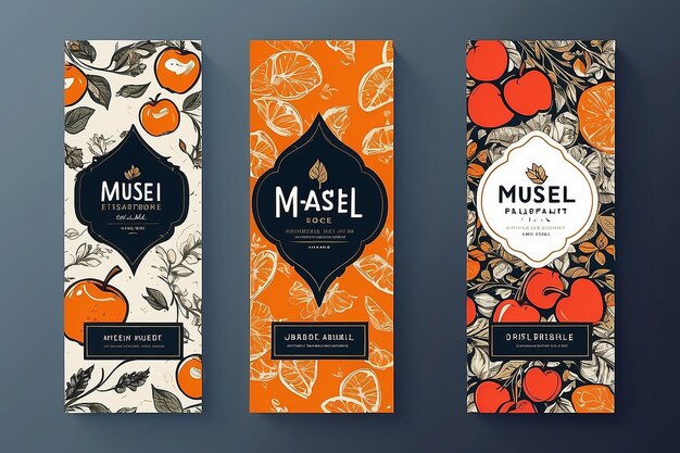 Vector set of templates packaging muesli bar label banner poster identity