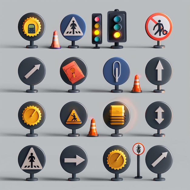 Photo vector set of traffic signs