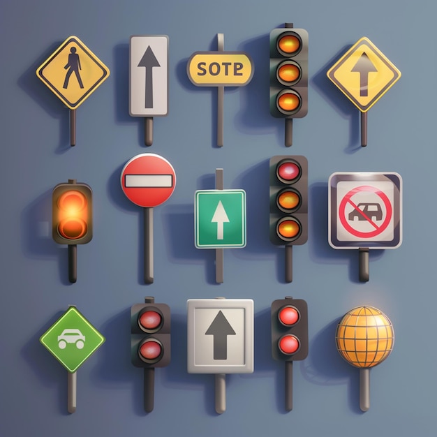 Photo vector set of traffic signs