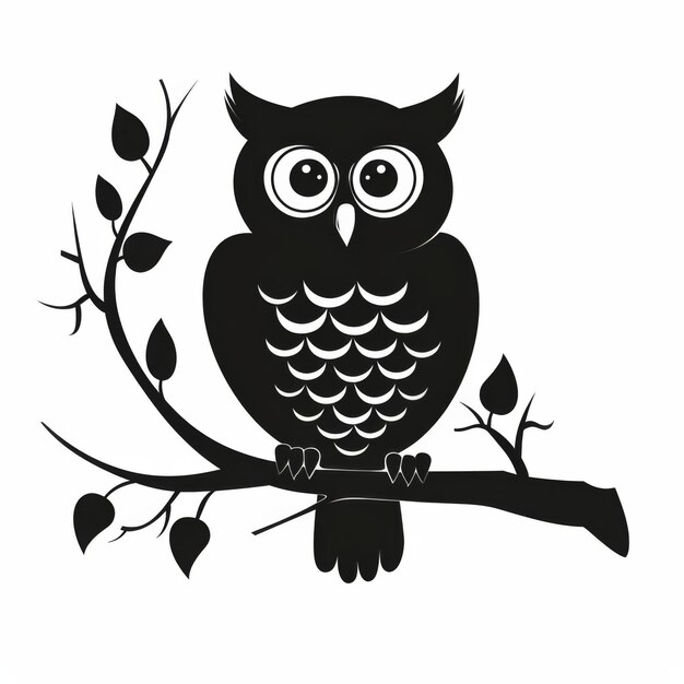 Photo vector silhouette illustration owl bird isolated on white background