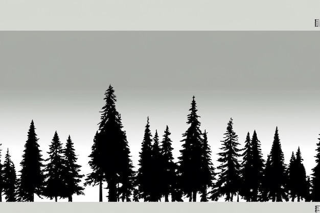 Photo vector silhouette of pine forest with small and tall evergreen trees on white