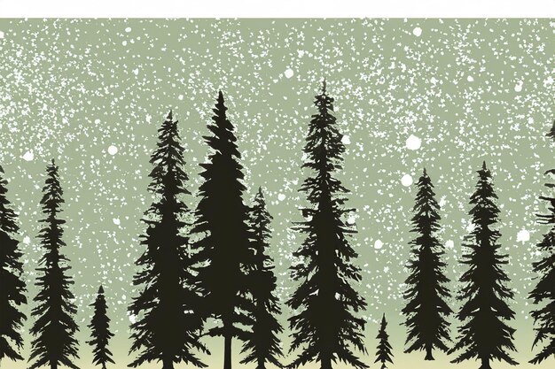 vector silhouette of pine forest with small and tall evergreen trees on white