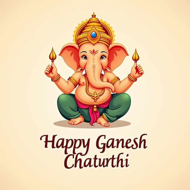 A vector stylized illustration of Lord Ganesha