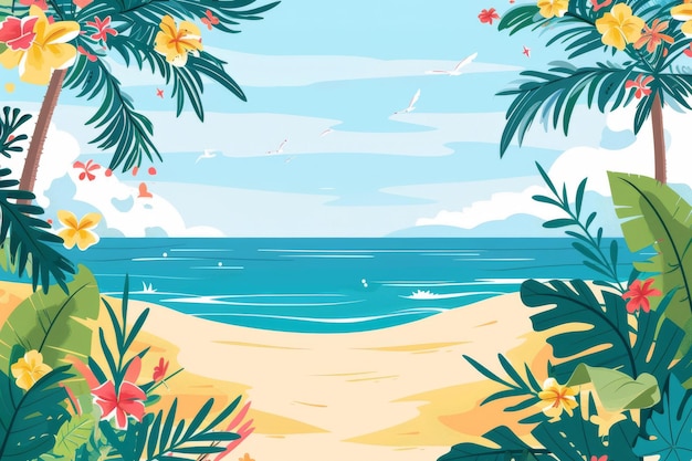 A vector summer beach tropical paradise