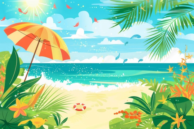 A vector summer beach tropical paradise