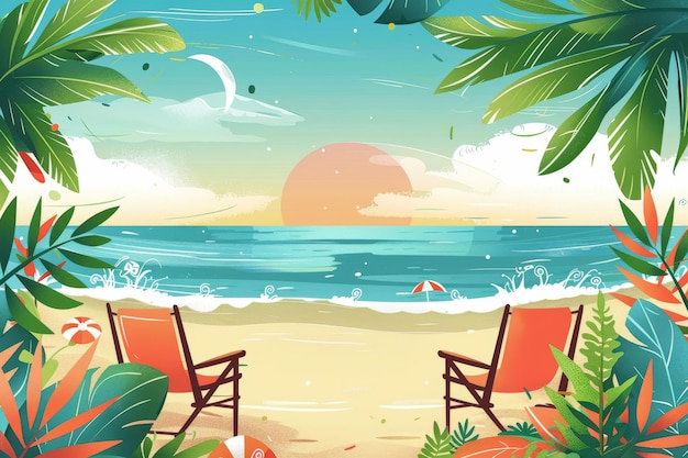 A vector summer beach tropical paradise