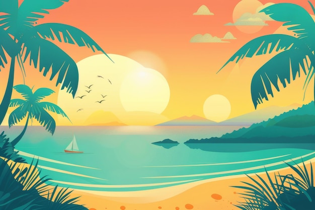 A vector summer beach tropical paradise