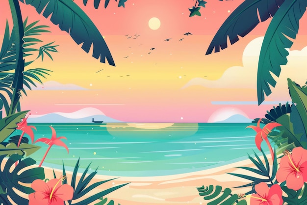 A vector summer beach tropical paradise