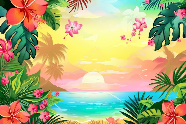 A vector summer beach tropical paradise