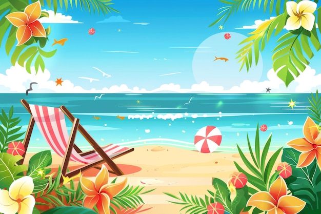 A vector summer beach tropical paradise