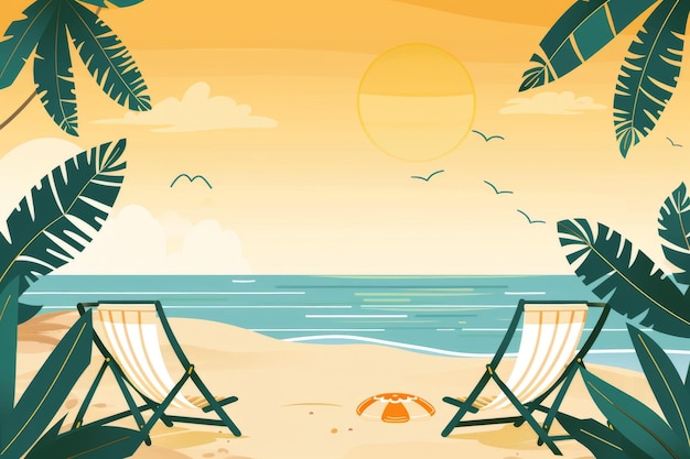 A vector summer beach tropical paradise