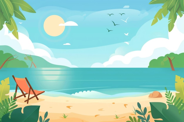 A vector summer beach tropical paradise